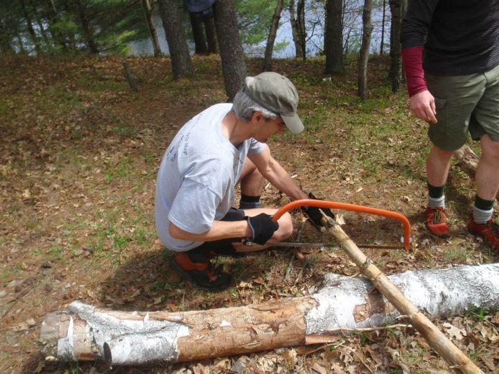 Alan - small stick and a big log